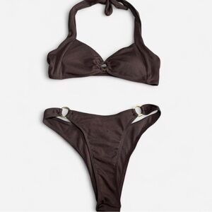 Brown Bikini Set + Gold Accessories